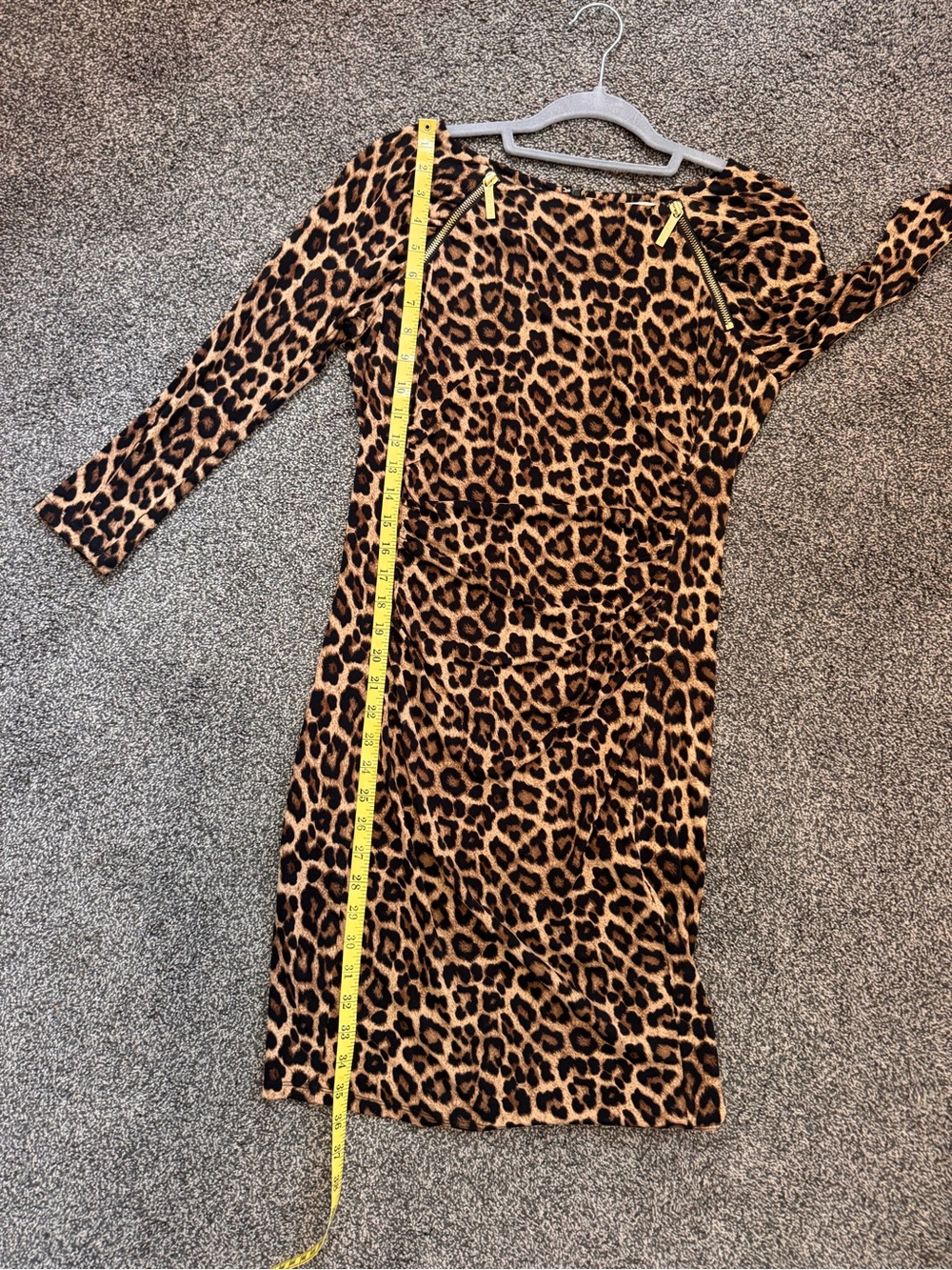 Michael Kors Leopard Print Ruched Sheath Dress Brown/Black Size Small 3/4 Sleeve - Picture 14 of 15